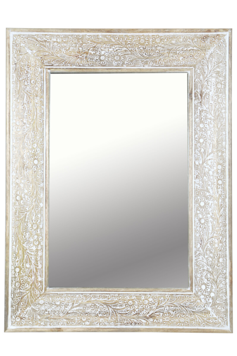 Lola White Wooden Wall Mirror | Hand-Car box