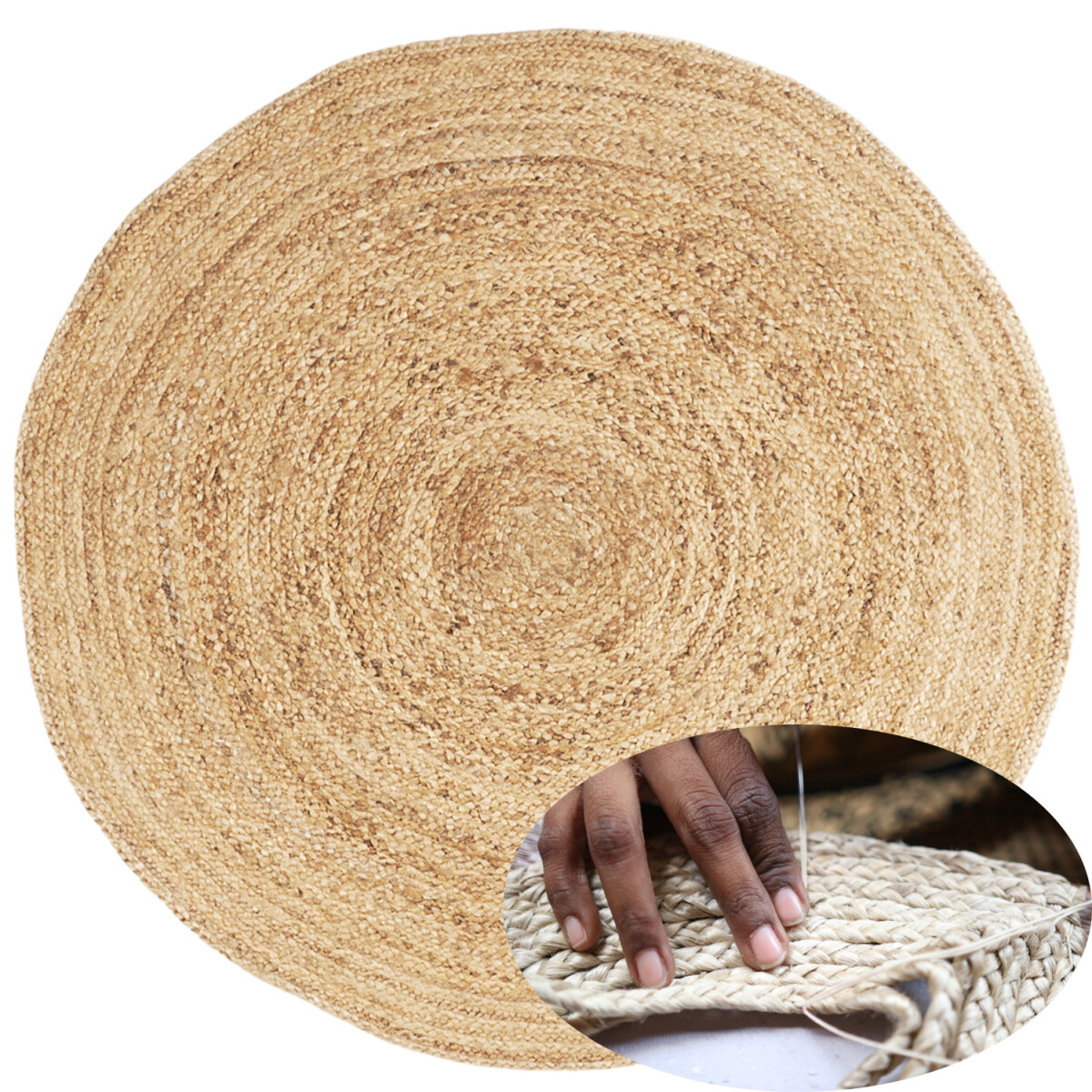 Round woven jute rug, Abril, 120 cm