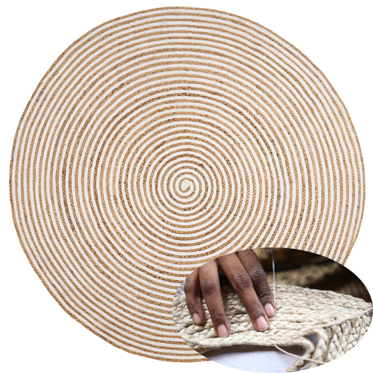 Rocio Round Jute Rug, 150 cm