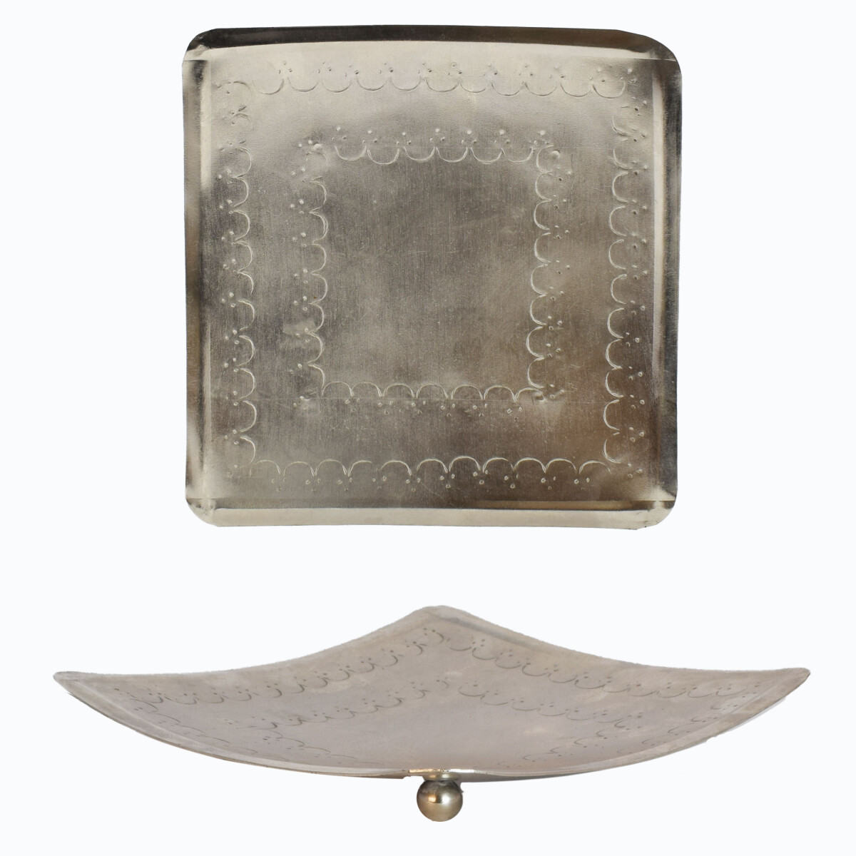 Metal Candle Holder, Rectangular, Jaini, Silver